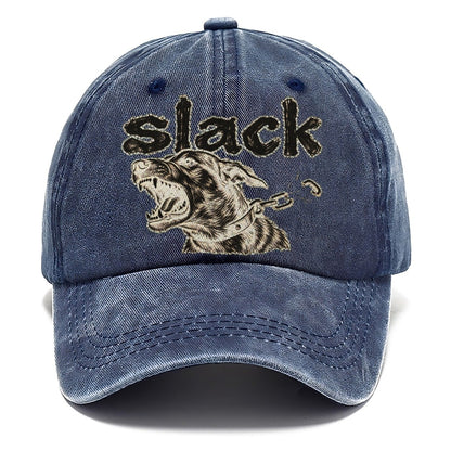 A Dog Head Straining Forward Against A Chain That Has Just Snapped Bark For Me Classic Cap – Twilight Navy