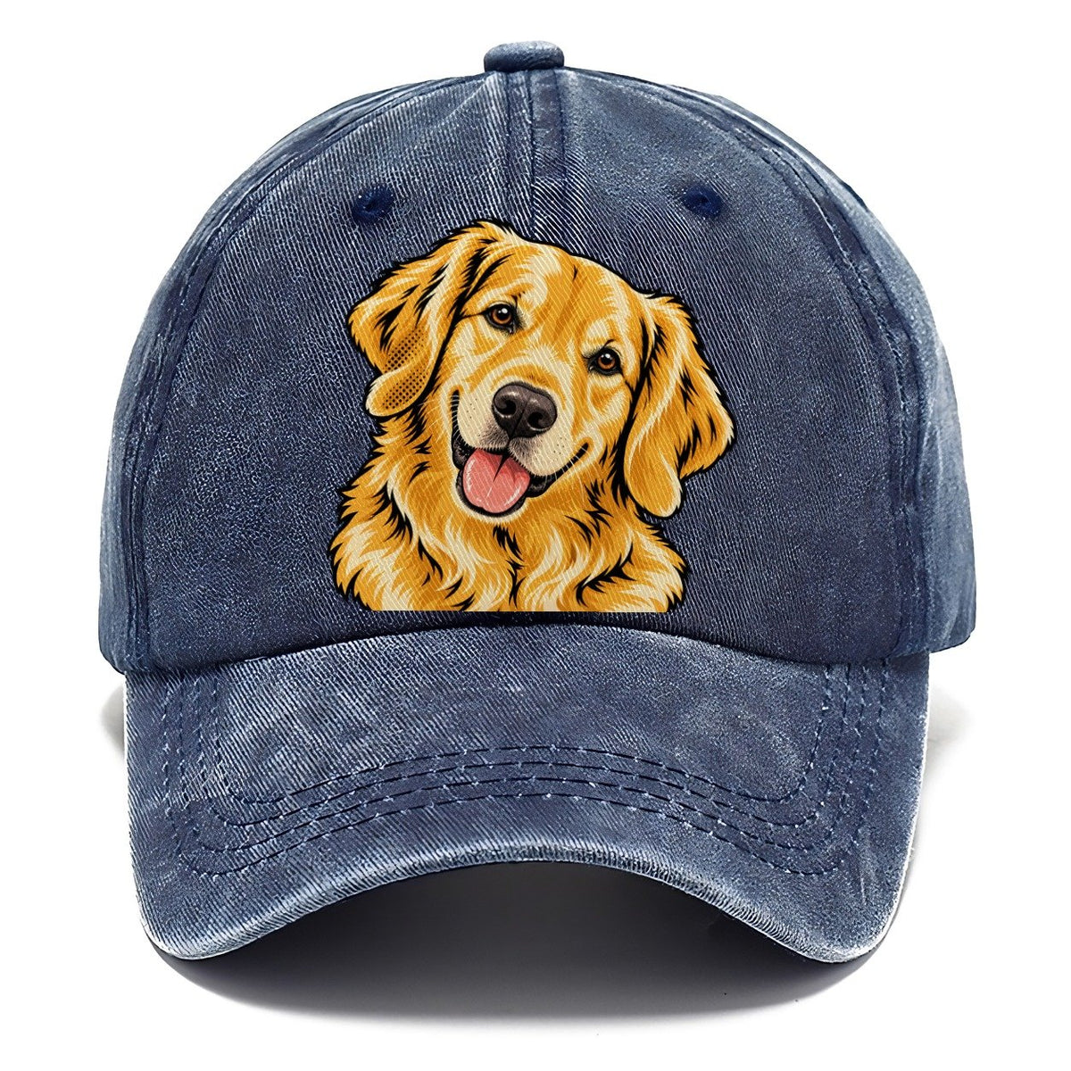 Pop Art Golden Retriever Head Tilt Classic Cap – Twilight Navy