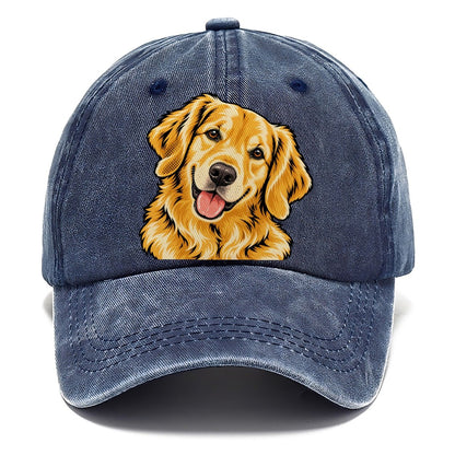 Pop Art Golden Retriever Head Tilt Classic Cap – Twilight Navy