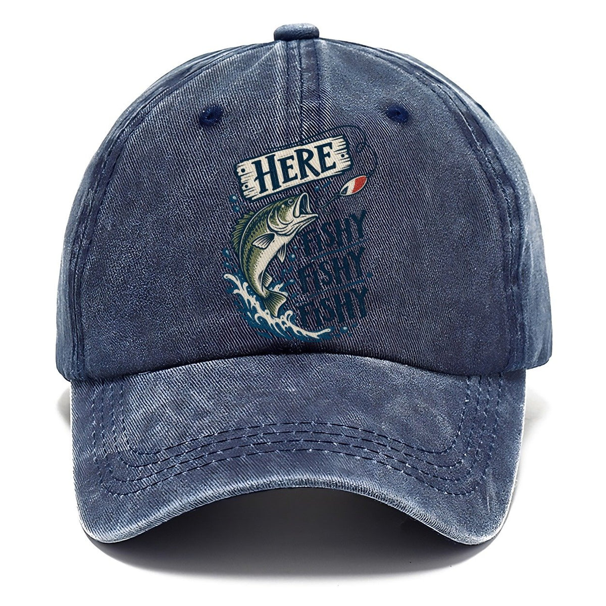 Here Fishy Fishy Bass Splash Classic Cap – Twilight Navy