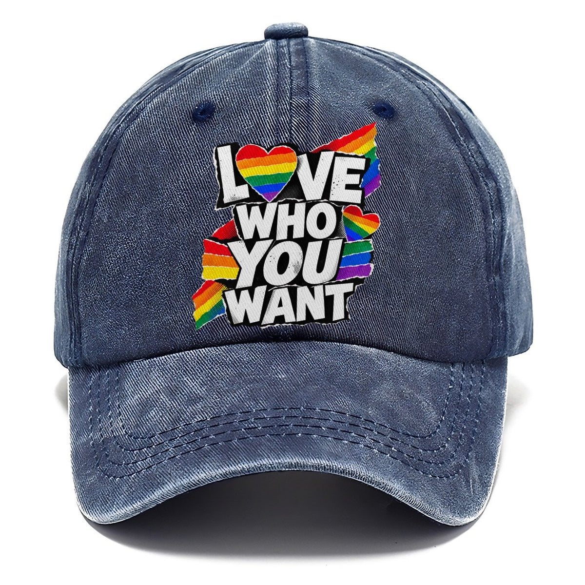Love Who You Want Rainbow Heart Classic Cap – Twilight Navy