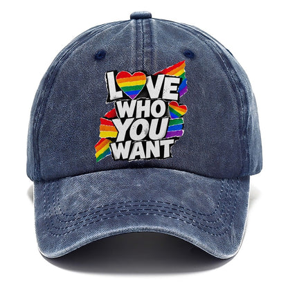 Love Who You Want Rainbow Heart Classic Cap – Twilight Navy