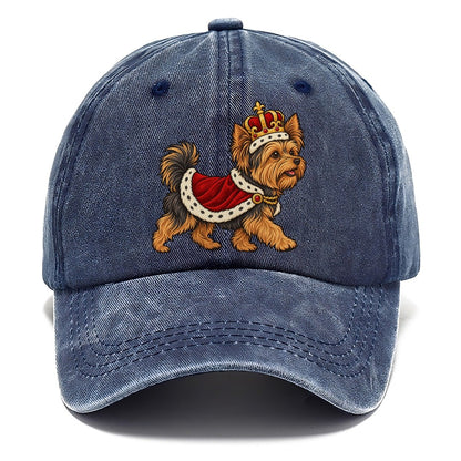 One Yorkshire Terrier In Halloween Costume Little King Costume With A Felt Crown And Short Red Velvet Robe Halloween Dog Parade Classic Cap – Twilight Navy