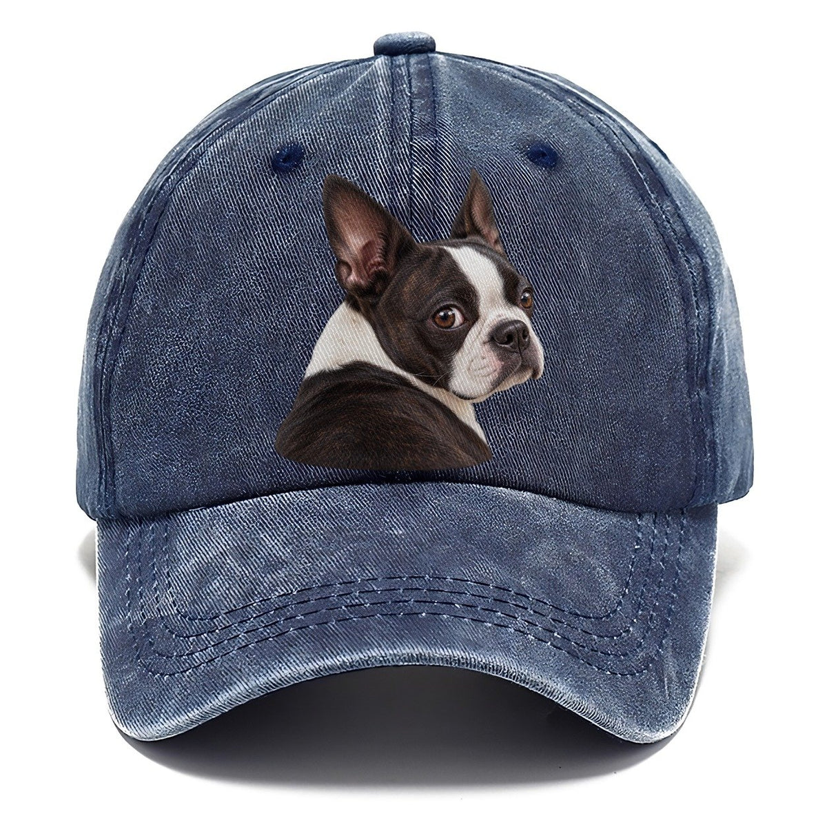 Boston Terrier Over The Shoulder Character Club Classic Cap – Twilight Navy