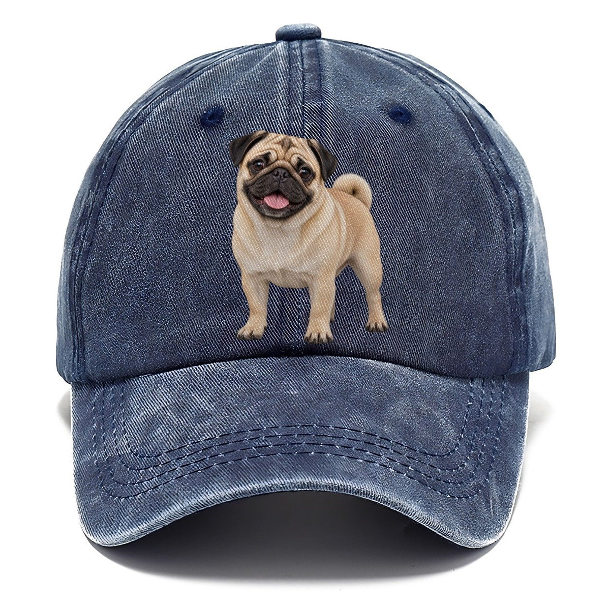 Pug Standing Top Breeds Classic Cap – Twilight Navy