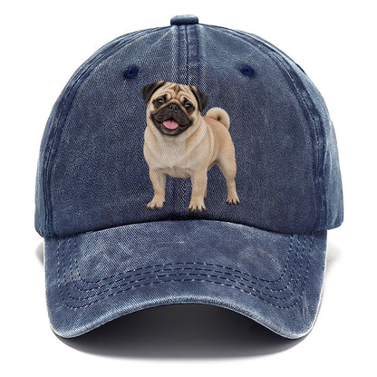 Pug Standing Top Breeds Classic Cap – Twilight Navy