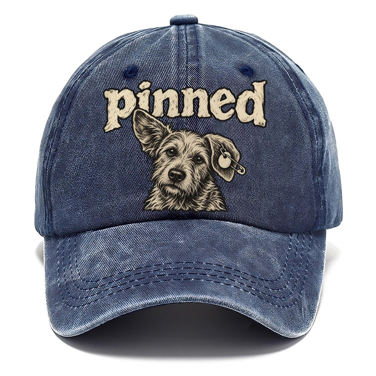 A Scruffy Dog Head With A Safety Pin Through The Ear Tag Bark For Me Classic Cap – Twilight Navy