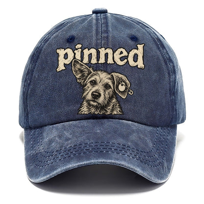 A Scruffy Dog Head With A Safety Pin Through The Ear Tag Bark For Me Classic Cap – Twilight Navy