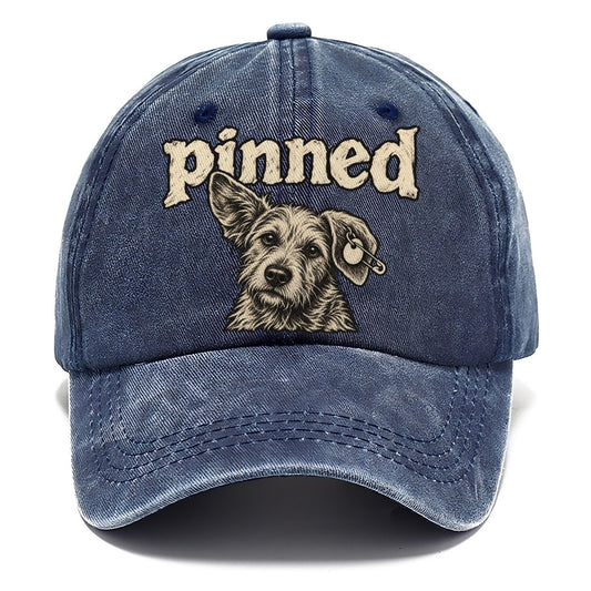 A Scruffy Dog Head With A Safety Pin Through The Ear Tag Bark For Me Classic Cap – Twilight Navy