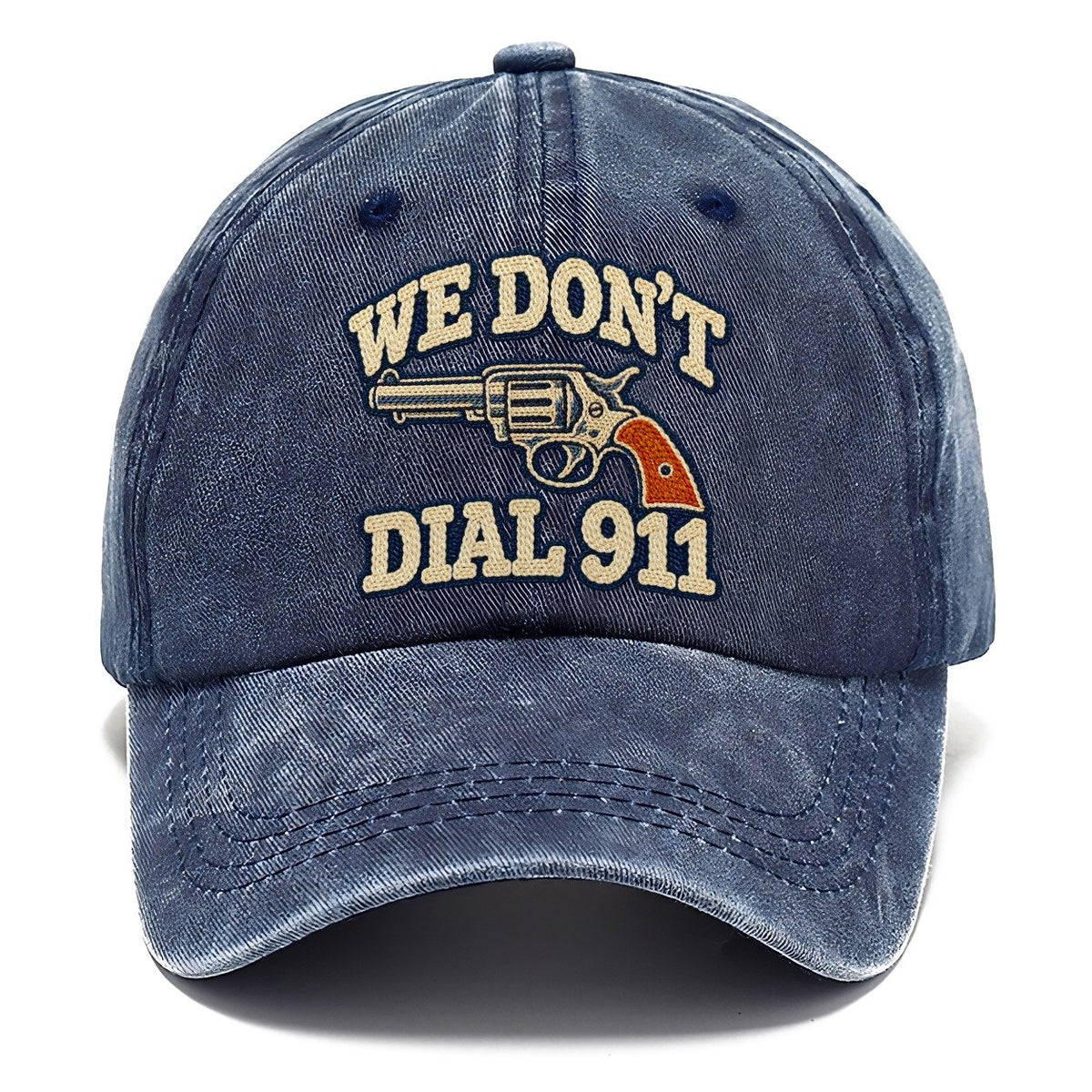 Denim Chainstitch We Don't Dial 911 Classic Cap – Twilight Navy