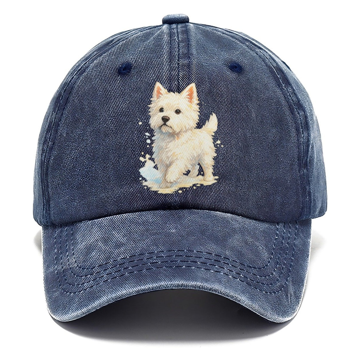 Westie Watercolor Portrait Classic Cap – Twilight Navy
