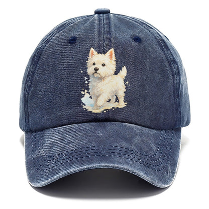 Westie Watercolor Portrait Classic Cap – Twilight Navy