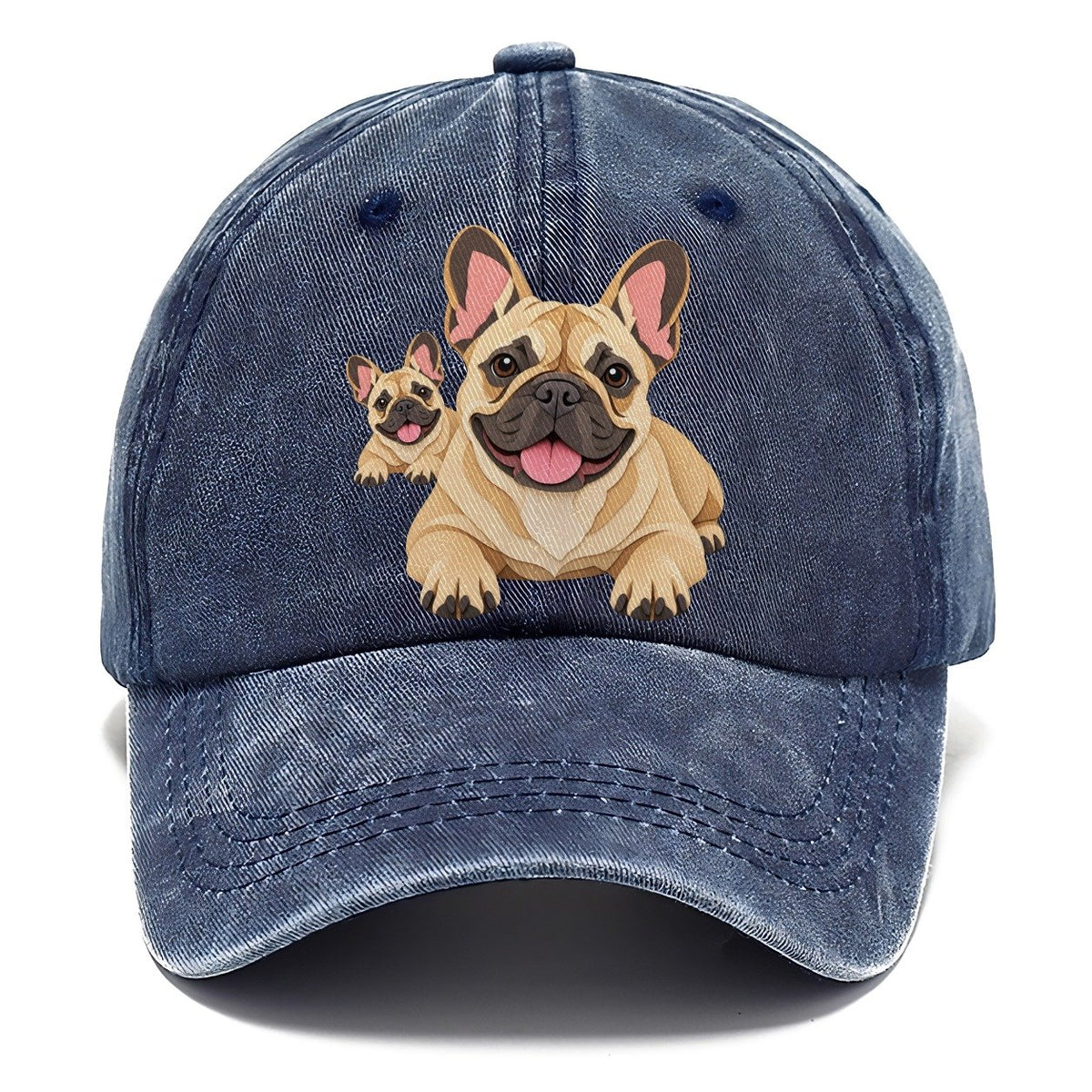 Cut-Paper Collage French Bulldog Lying Down Classic Cap – Twilight Navy