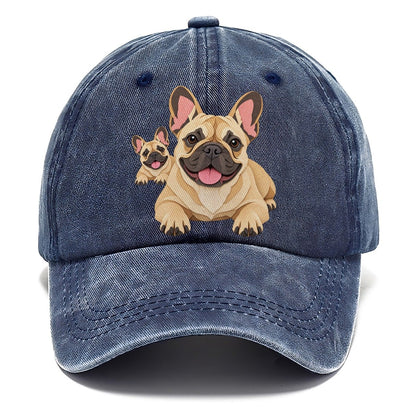 Cut-Paper Collage French Bulldog Lying Down Classic Cap – Twilight Navy