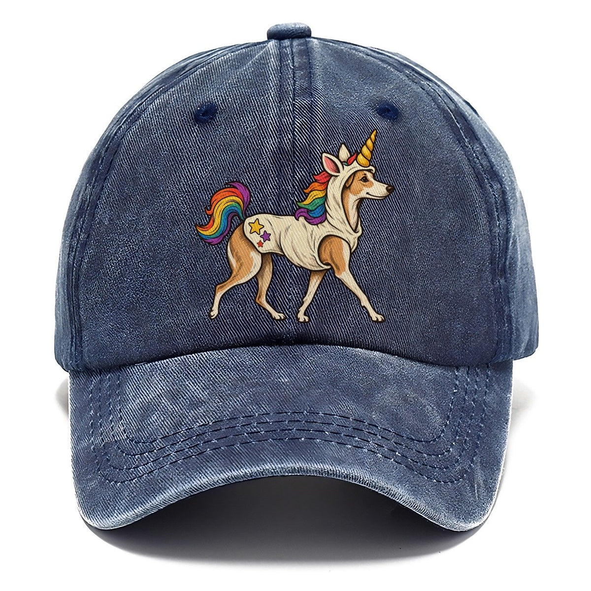 One Whippet In Halloween Costume Unicorn Costume With A Soft Horn And Rainbow Mane Halloween Dog Parade Classic Cap – Twilight Navy