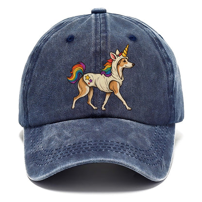 One Whippet In Halloween Costume Unicorn Costume With A Soft Horn And Rainbow Mane Halloween Dog Parade Classic Cap – Twilight Navy