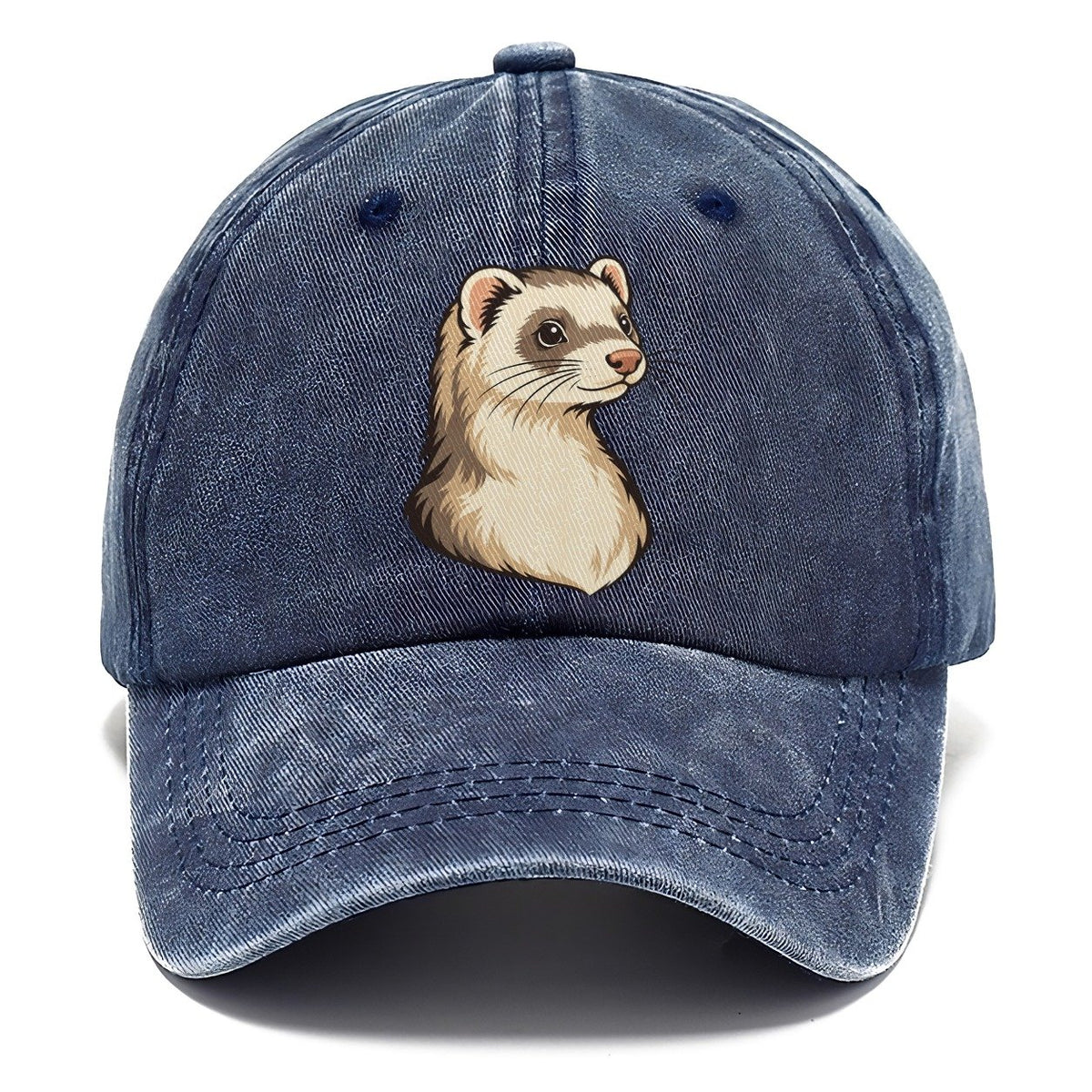 Ferret Cream Portrait Small Pet Logos Classic Cap – Twilight Navy