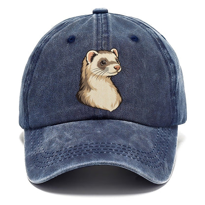 Ferret Cream Portrait Small Pet Logos Classic Cap – Twilight Navy