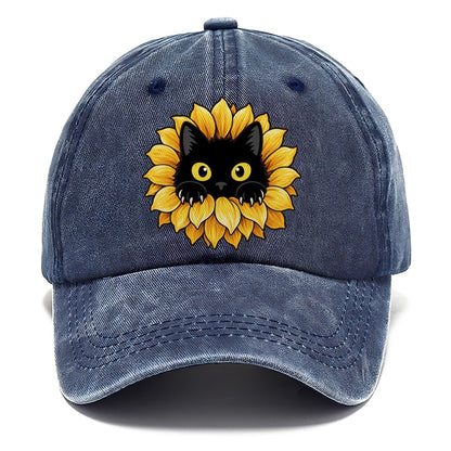 Black Cat Sunflower Fan Favorites Classic Cap – Twilight Navy
