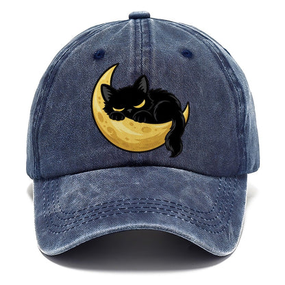 Black Cat Crescent Moon Fan Favorites Classic Cap – Twilight Navy