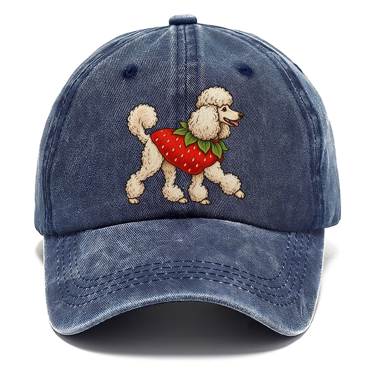One Standard Poodle In Halloween Costume Strawberry Costume With A Green Leafy Collar Halloween Dog Parade Classic Cap – Twilight Navy