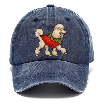 One Standard Poodle In Halloween Costume Strawberry Costume With A Green Leafy Collar Halloween Dog Parade Classic Cap – Twilight Navy