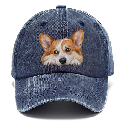 Corgi Resting Chin Character Club Classic Cap – Twilight Navy