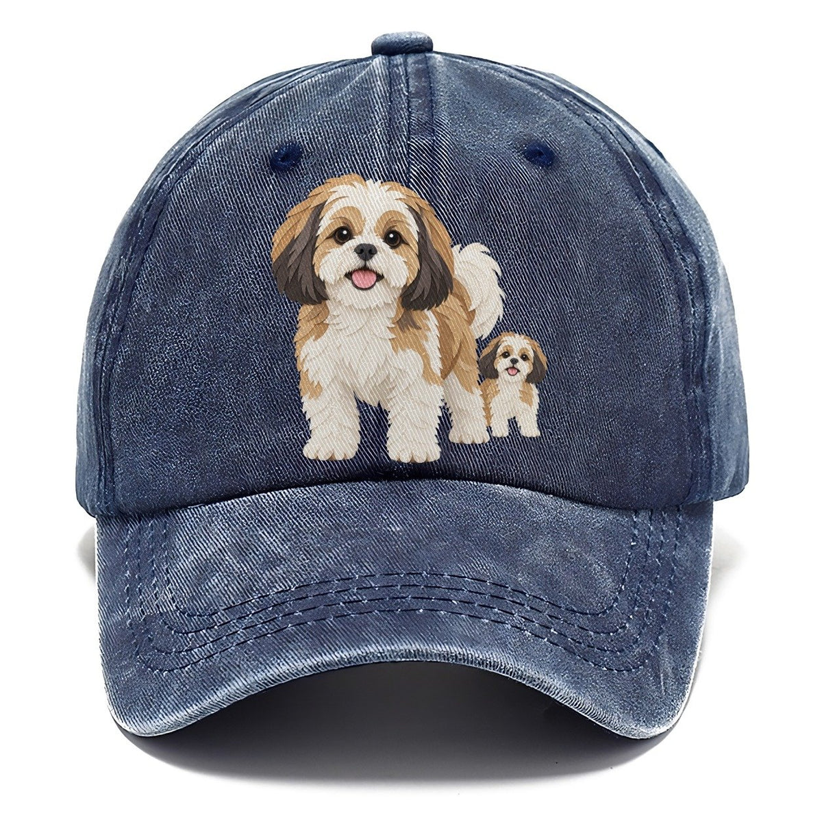 Cut-Paper Collage Shih Tzu Standing Top Breeds Classic Cap – Twilight Navy