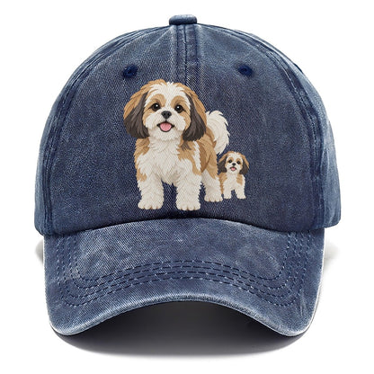 Cut-Paper Collage Shih Tzu Standing Top Breeds Classic Cap – Twilight Navy