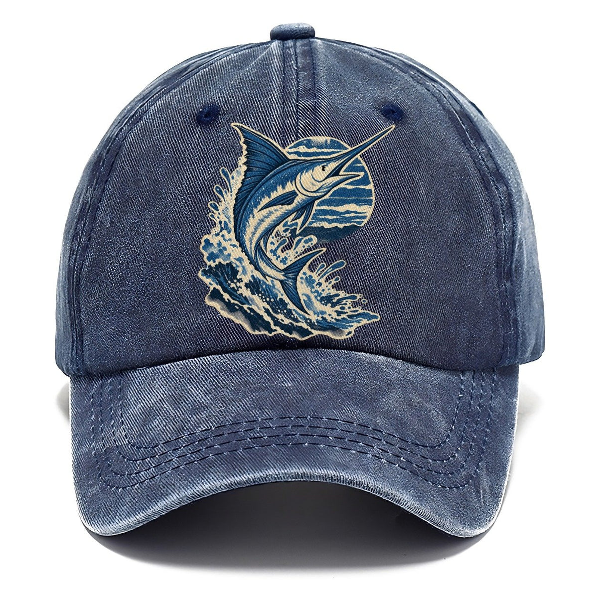 Leaping Marlin and Waves Classic Cap – Twilight Navy