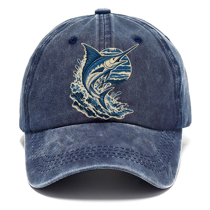 Leaping Marlin and Waves Classic Cap – Twilight Navy
