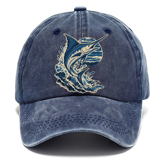 Leaping Marlin and Waves Classic Cap – Twilight Navy