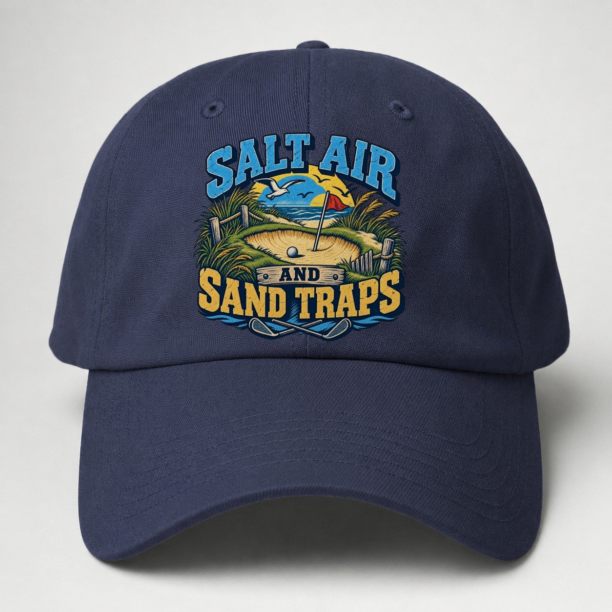 Salt Air And Sand Traps Golf Life Baseball Cap – Twilight Navy