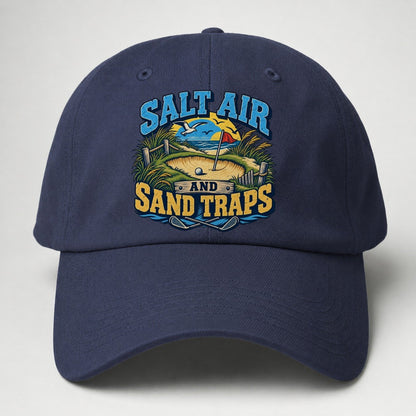 Salt Air And Sand Traps Golf Life Baseball Cap – Twilight Navy