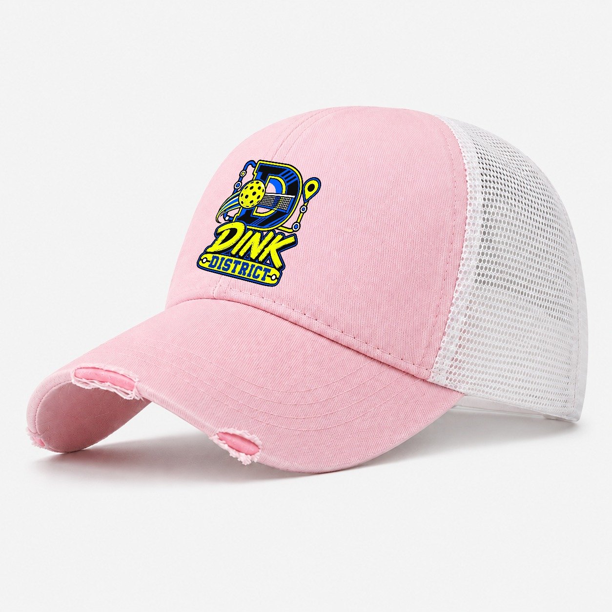 Dink District Pickleball Life Washed Trucker Hat – Light Pink