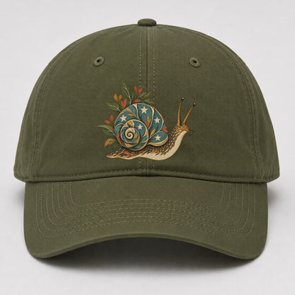 Snail Carrying Starlight Gentle Wild Baseball Cap – Army Green