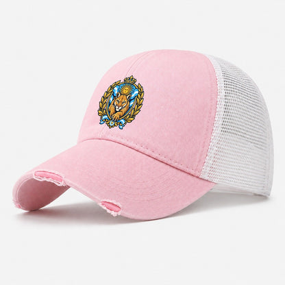 Argentina Heraldic Crest Country Logos Washed Trucker Hat – Light Pink