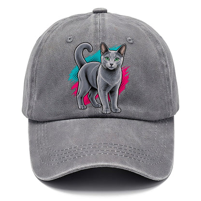 Pop Art Russian Blue Cat Standing Three Quarter Classic Cap – Urban Haze