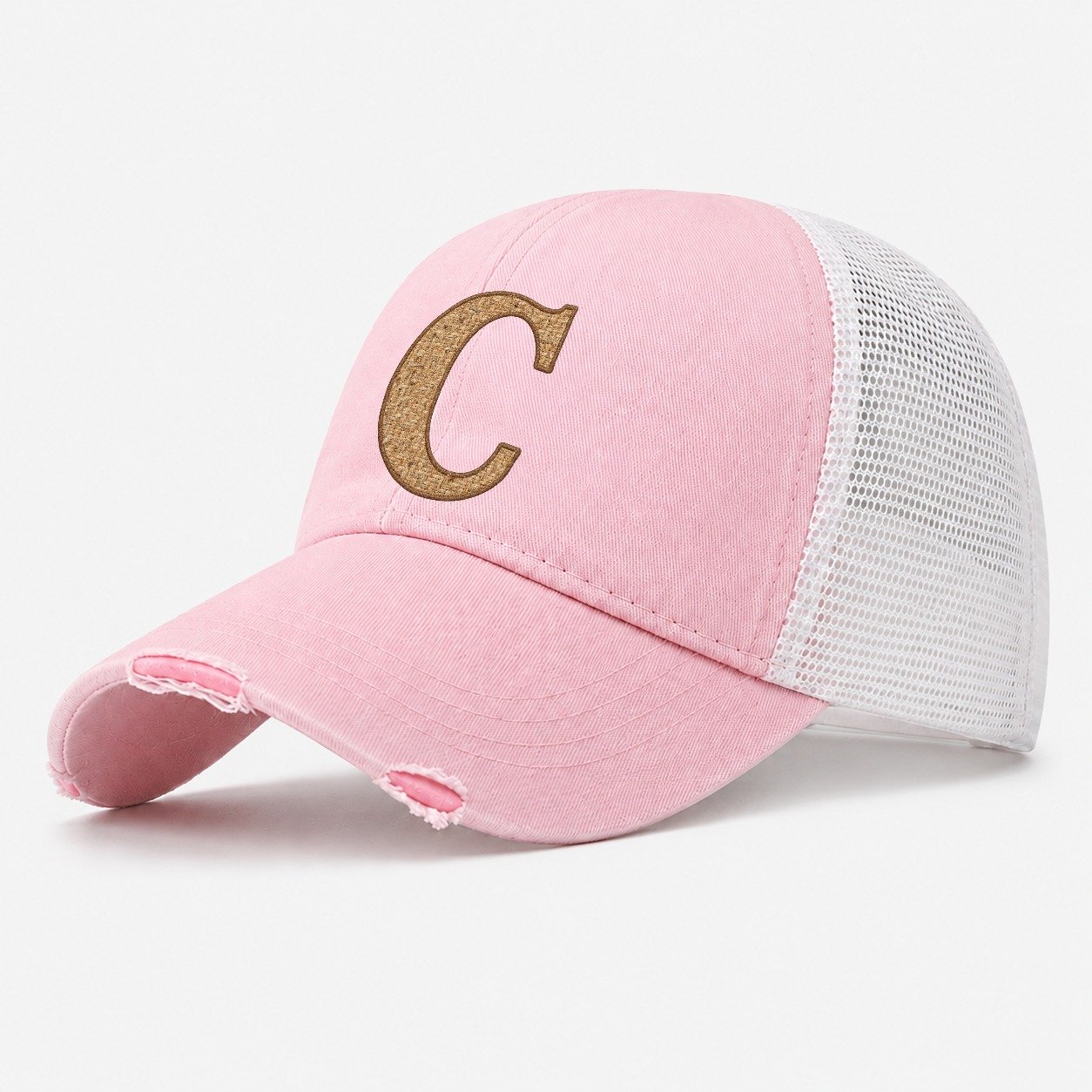 Woven Tweed C Monogram Washed Trucker Hat – Light Pink