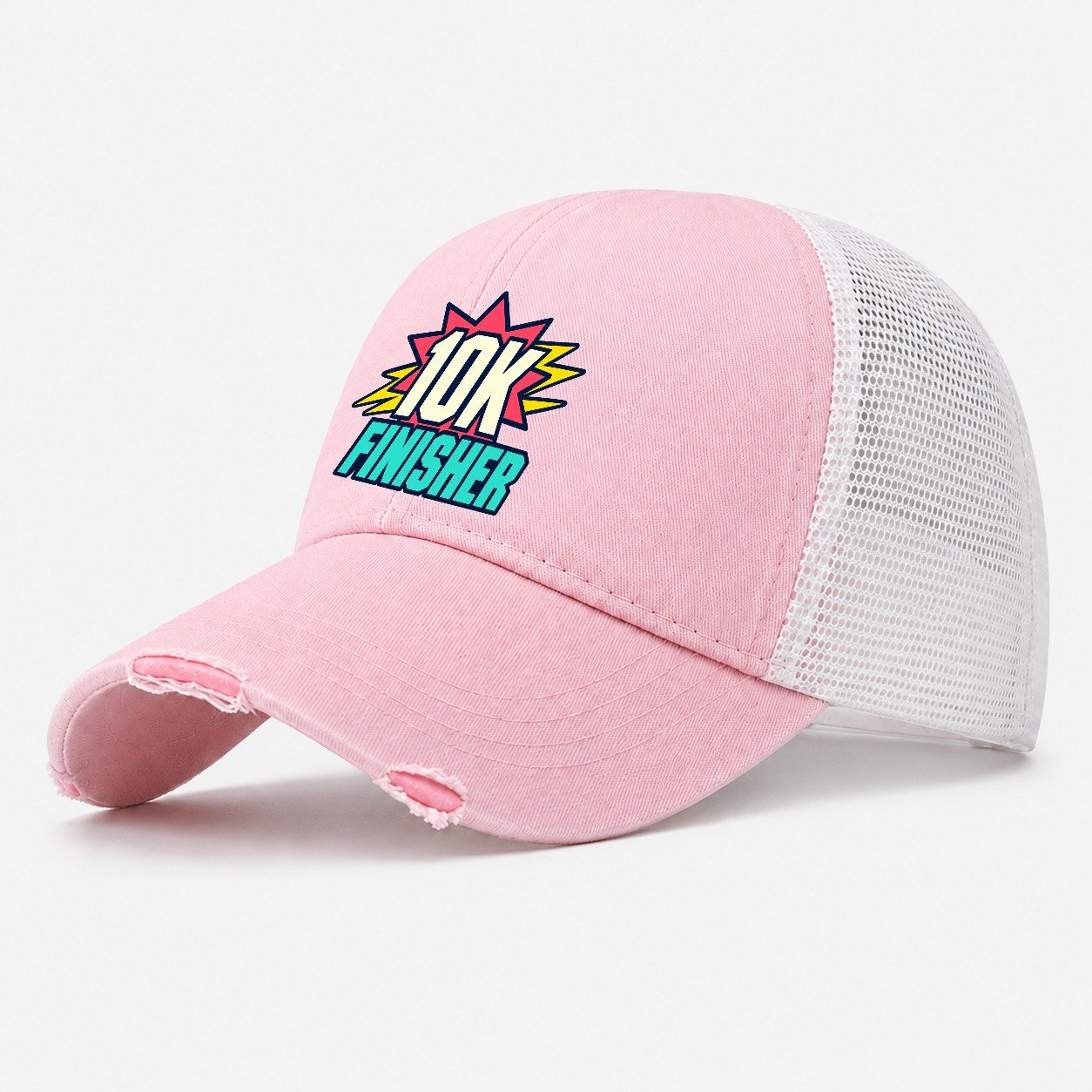 10K Finisher 90S Running Clubs Washed Trucker Hat – Light Pink