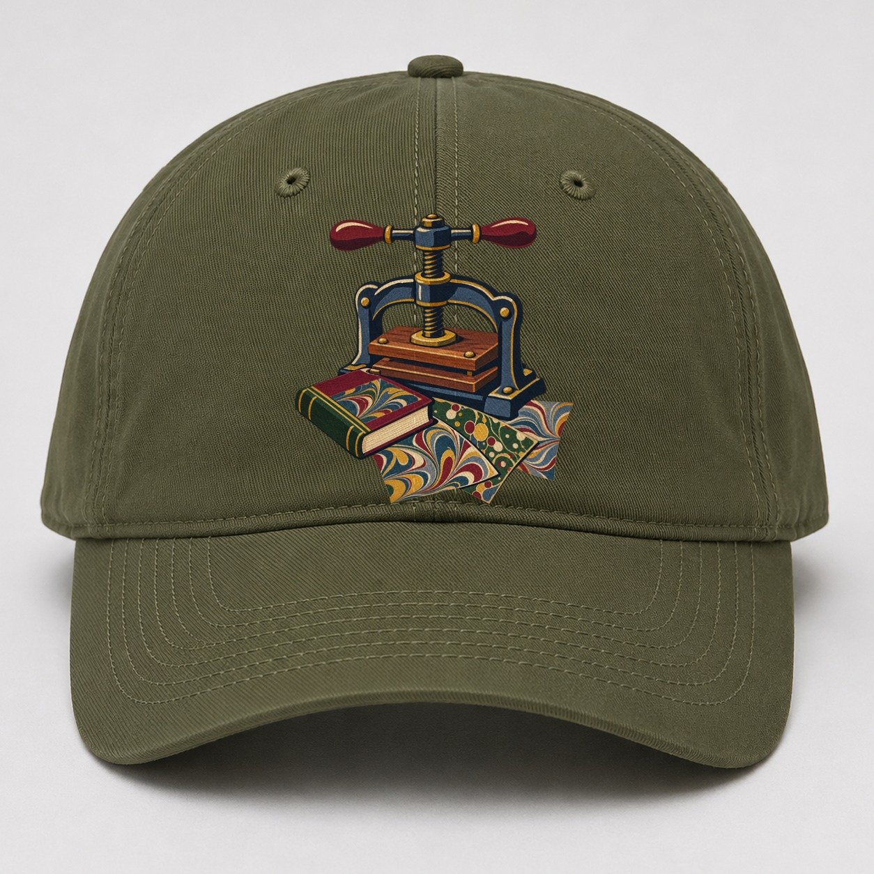 Bookbinder Press And Marbled Pages Uk Culture Heritage Baseball Cap – Army Green