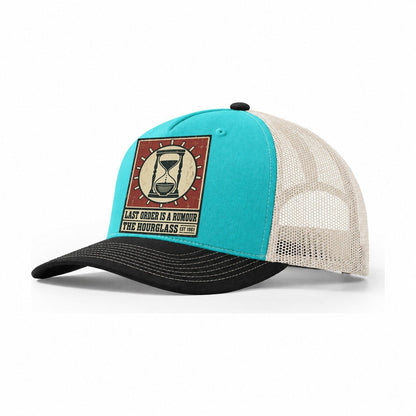 Hourglass Hour Izakaya Rules Trucker Hat – Aqua Black White