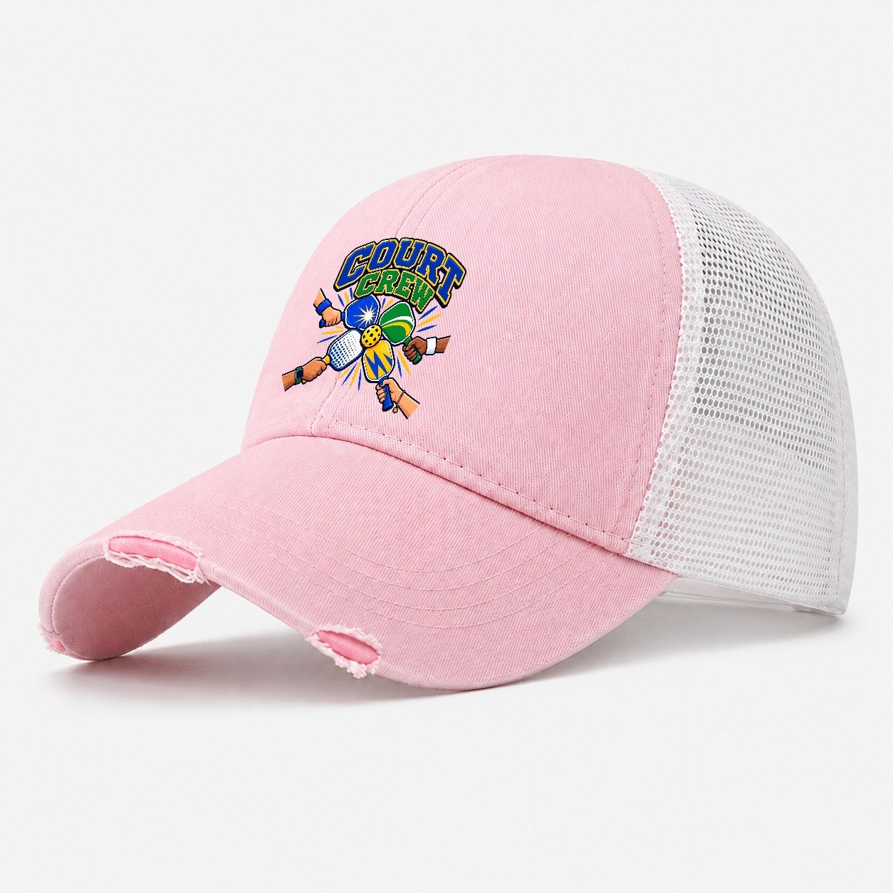 Court Crew Pickleball Life Washed Trucker Hat – Light Pink