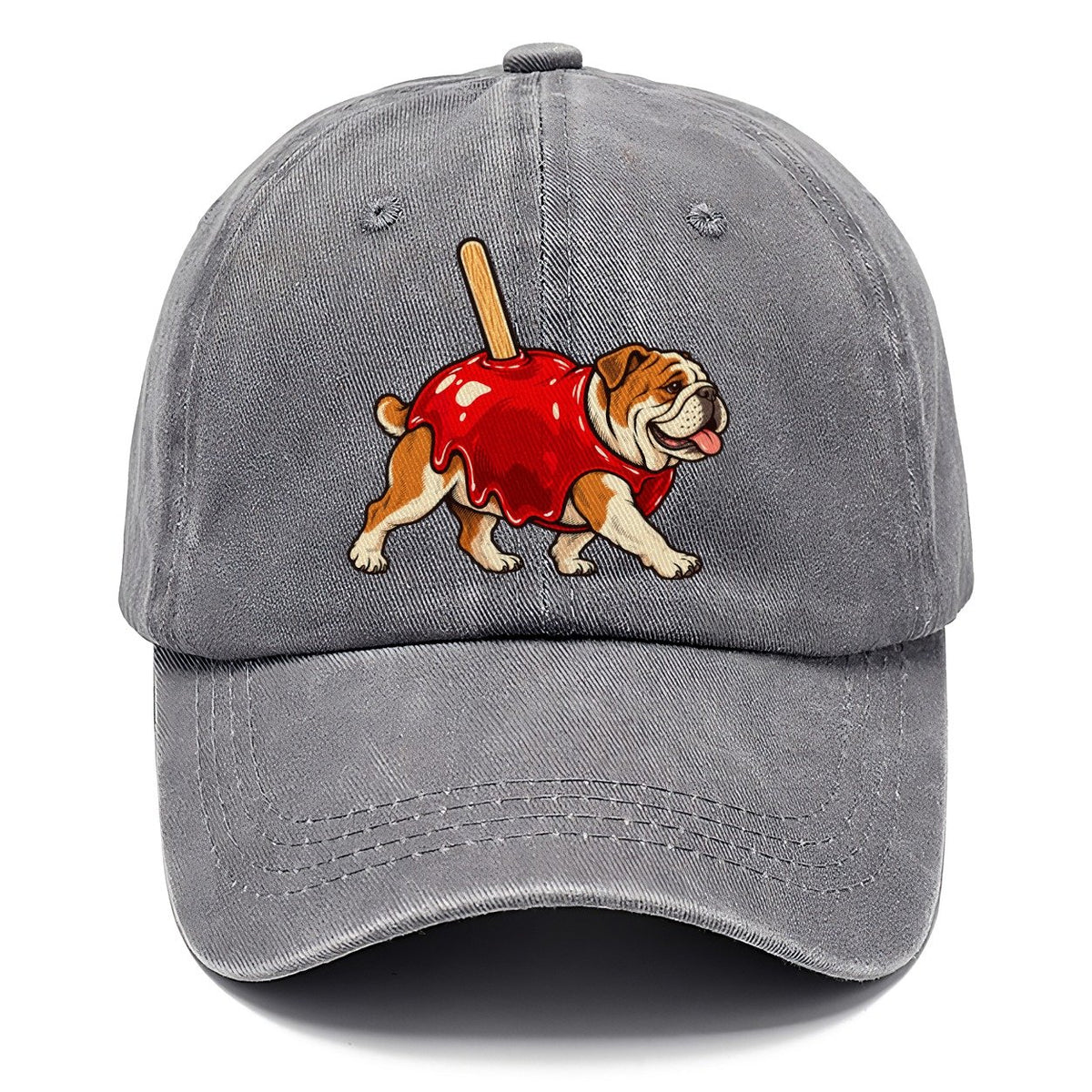 One Bulldog In Halloween Costume Candy Apple Costume Red Glossy Shell With A Stick Halloween Dog Parade Classic Cap – Urban Haze