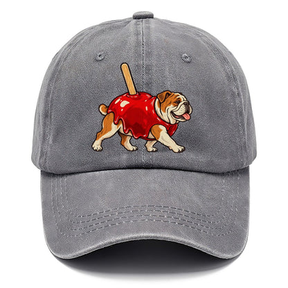 One Bulldog In Halloween Costume Candy Apple Costume Red Glossy Shell With A Stick Halloween Dog Parade Classic Cap – Urban Haze