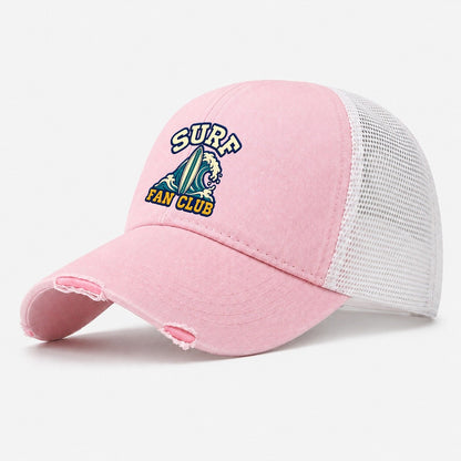 Surf Fan Club Washed Trucker Hat – Light Pink