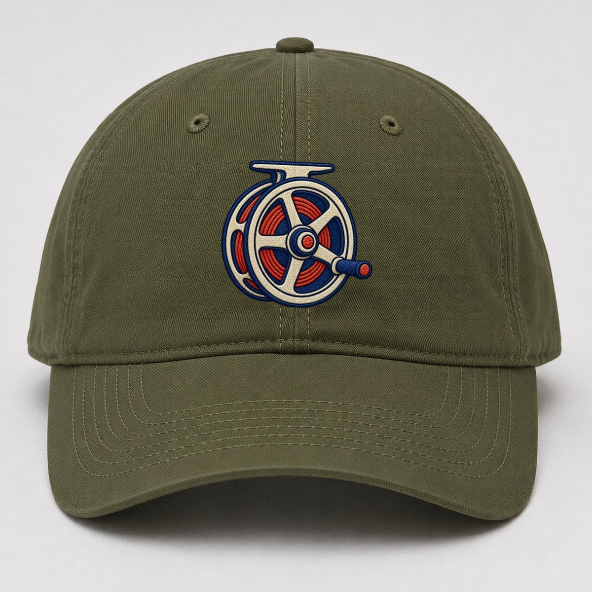 Fly Fishing Reel Tiny Solo Marks Baseball Cap – Army Green