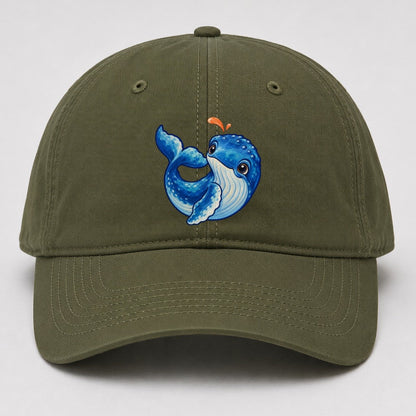 Humpback Whale Tail Curl Sea Sprite Baseball Cap – Army Green
