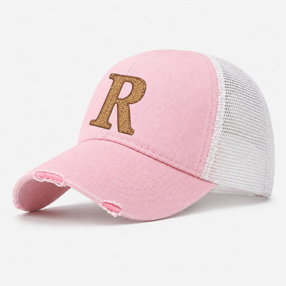 Woven Tweed R Monogram Washed Trucker Hat – Light Pink