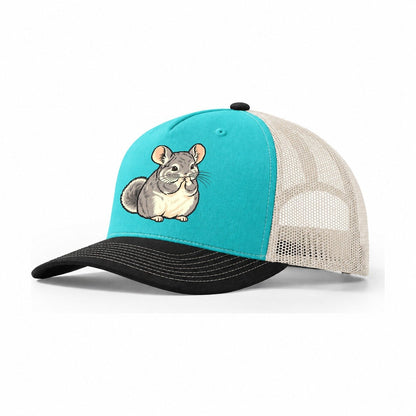 Chinchilla Whisker Wash Small Pet Logos Trucker Hat – Aqua Black White